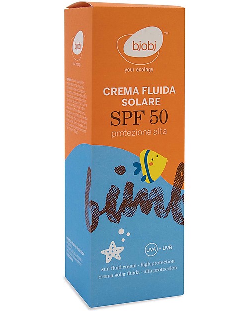 Bjobj bjobi Crema Fluida Bimbi Solare Protezione Alta SPF 50 - 100 ml (Filtri Naturali non Chimici) Solari