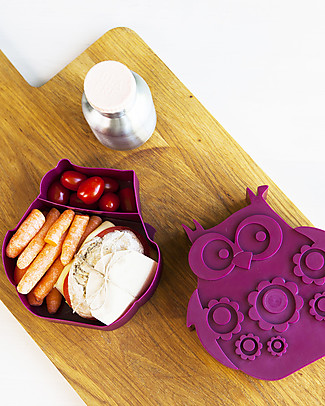 Blafre Porta Pranzo 2 Scomparti, Gufetto 25 x 17,5 x 6,5 cm- Senza BPA o ftalati Contenitori Latte e Snack