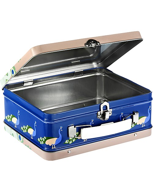 Blafre Valigetta in Metallo 19,5 x 17 x 8 cm, Pavone - Sicura anche per i cibi! Porta Merenda