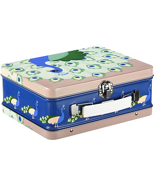 Blafre Valigetta in Metallo 19,5 x 17 x 8 cm, Pavone - Sicura anche per i cibi! Porta Merenda
