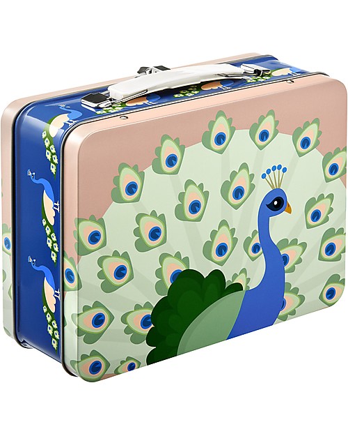 Blafre Valigetta in Metallo 19,5 x 17 x 8 cm, Pavone - Sicura anche per i cibi! Porta Merenda