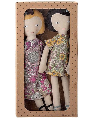 Bloomingville Bambole di Peluche Molly e Vida - Cotone Multicolore Bambole