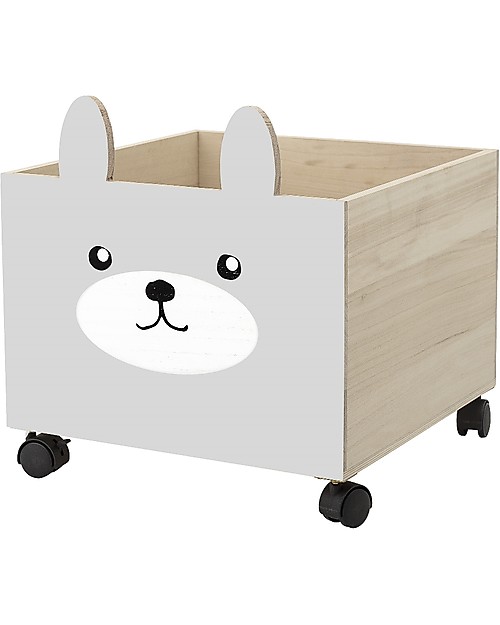 Bloomingville Box Portagiochi con Ruote, Coniglio - Legno di Paulownia Contenitori Porta Giochi