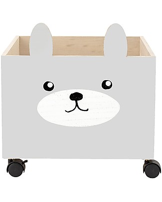 Bloomingville Box Portagiochi con Ruote, Coniglio - Legno di Paulownia Contenitori Porta Giochi