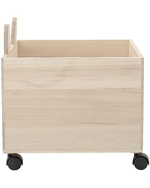 Bloomingville Box Portagiochi con Ruote, Coniglio - Legno di Paulownia Contenitori Porta Giochi