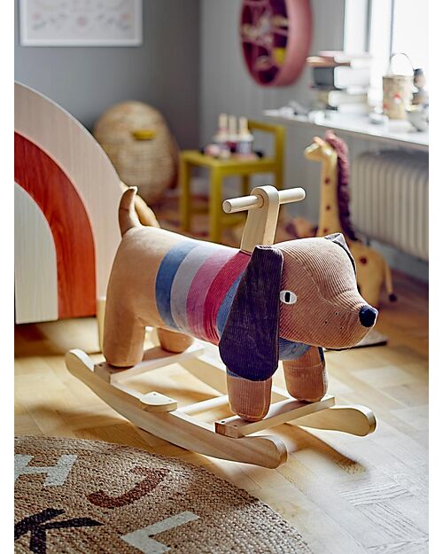 Bloomingville Charlie Cane a Dondolo - Legno di Pioppo - 66x51x34 cm Cavalcabili