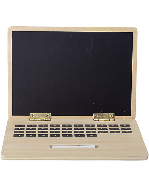 Bloomingville Computer Giocattolo in Legno con Lavagnetta, bambini - Natural Lavagnette