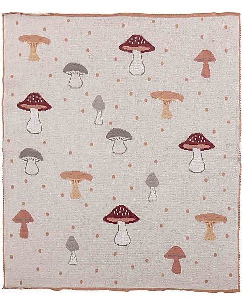 Bloomingville Coperta in Cotone Fraja Funghi - Naturale - 81x97 cm Swaddle di Mussola