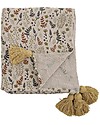 Bloomingville Coperta Plaid Filipa - Fiori - Giallo - Cotone Riciclato Swaddle di Mussola