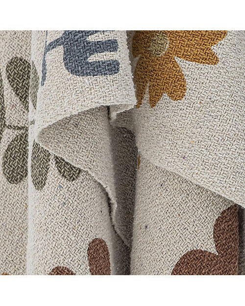 Bloomingville Copertina Bebé Bryan - Marrone - Floreale -  Cotone Riciclato - 160x130 cm Swaddle di Mussola