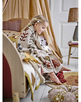 Bloomingville Copertina Bebé Bryan - Marrone - Floreale - Cotone Riciclato - 160x130 cm Swaddle di Mussola