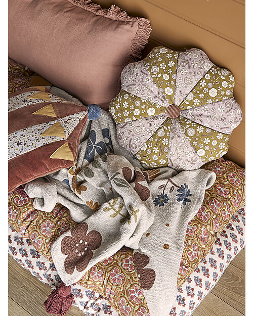 Bloomingville Copertina Bebé Bryan - Marrone - Floreale -  Cotone Riciclato - 160x130 cm Swaddle di Mussola