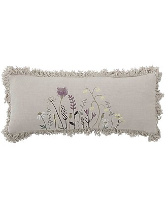 Bloomingville Cuscino Fiola - Fiori - Nature - 100% Cotone Riciclato - Sfoderabile Cuscini Arredo