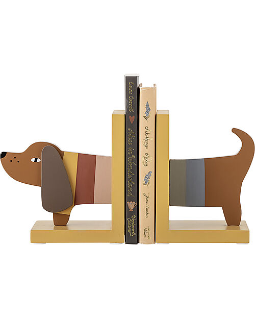 Bloomingville Ferma Libri Charlie - Cane - Giallo - 12,5x15,5x15 cm Mensole