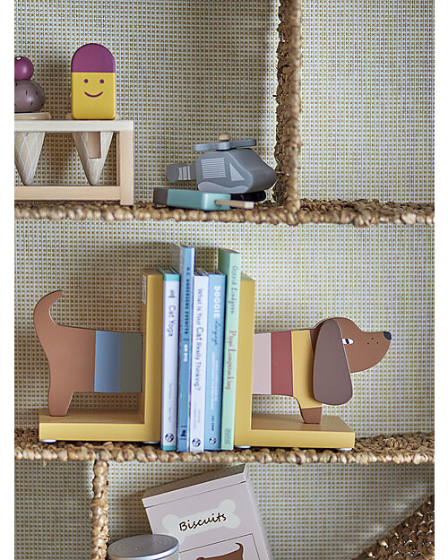 Bloomingville Ferma Libri Charlie - Cane - Giallo - 12,5x15,5x15 cm Mensole
