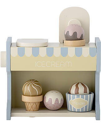 Bloomingville Gioco Stand Gelato in Legno Vallie - Blu - FSC®100% Cibo Giocattolo