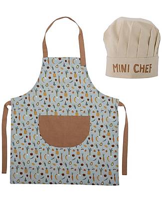 Bloomingville Grembiule e Cappello da Chef - Multicolore - 100% Cotone Far finta di