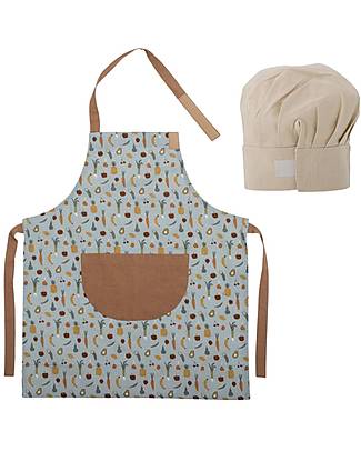 Bloomingville Grembiule e Cappello da Chef - Multicolore - 100% Cotone Far finta di
