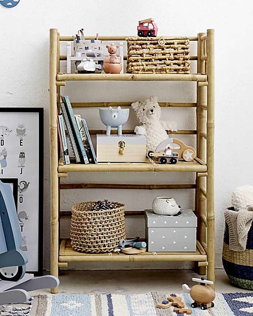 Bloomingville Libreria in Bambù Ripiegabile - Natural - 66x37x105 cm Librerie Montessoriane