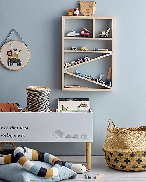 Bloomingville Libreria Orizzontale in Legno - Bianco - 90x30x50 cm Librerie Montessoriane