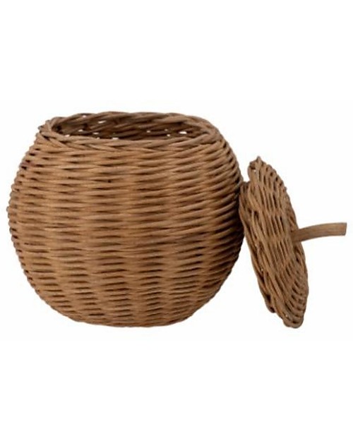 Bloomingville Mini Cestino Portatutto con Coperchio - Marrone - in Fibra di Rattan Cestini in Vimini
