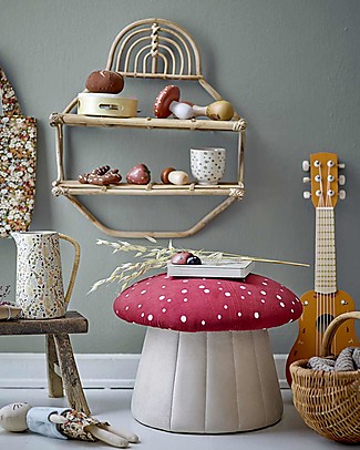 Bloomingville Pouf Poggiapiedi e Sedia Lue - Fungo - Rosso - Legno di Pino Sedie