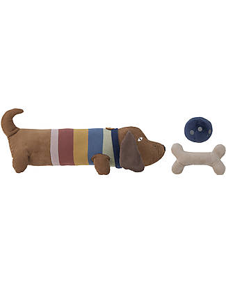 Bloomingville Pupazzo Charlie il Bassotto - Cotone - Include Osso e Palla Peluche