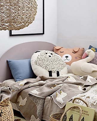 Bloomingville Pupazzo in Cotone Cigno, Bianco - 28 cm - Lavorato a Maglia! Cuscini Arredo