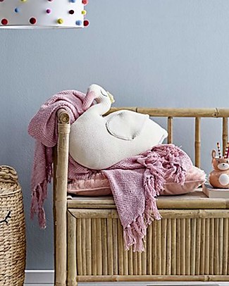Bloomingville Pupazzo in Cotone Cigno, Bianco - 28 cm - Lavorato a Maglia! Cuscini Arredo
