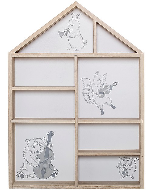 Bloomingville Scaffale da Parete in Legno, Casetta - 40x10x55 cm Mensole