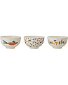 Bloomingville Set 3 ciotole - Stampe di Fiori - Ceramica Gres - 3 Pezzi Bicchieri