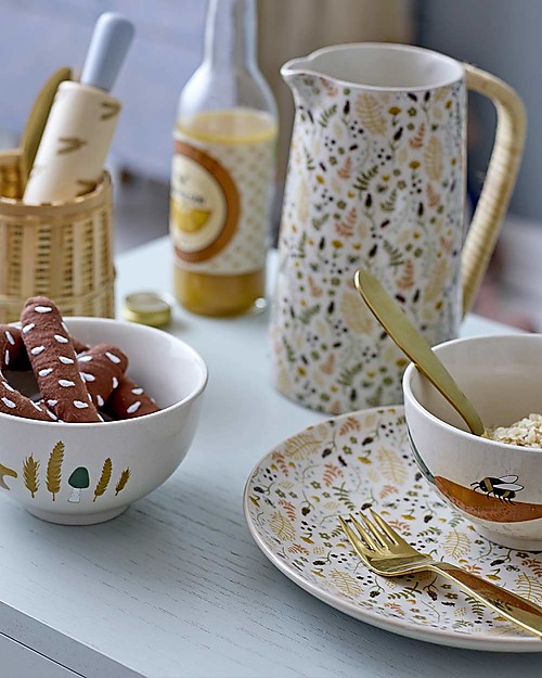 Bloomingville Set 3 ciotole - Stampe di Fiori - Ceramica Gres - 3 Pezzi Bicchieri