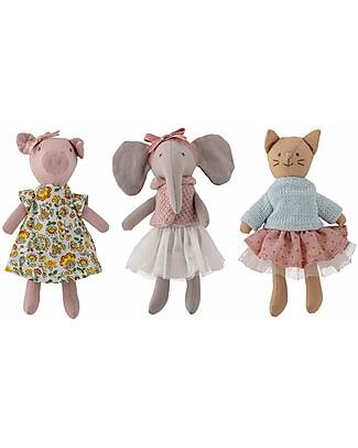 Bloomingville Set 3 Peluche Amici Animali - Rosa - Cotone Peluche