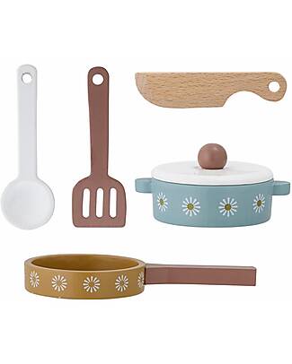 Bloomingville Set Cucina Bahoz 5 Pezzi - Multicolor - Legno Attrezzi in Legno