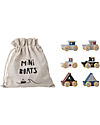 Bloomingville Set da 6 mini barche, Multicolor - Zainetto Morbido Incluso! Macchine e Trenini  in Legno