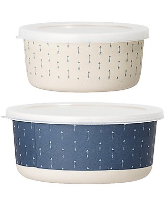 Bloomingville Set di Due Contenitori Portacibo, Blu - Bambù Contenitori Latte e Snack