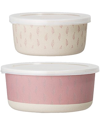 Bloomingville Set di Due Contenitori Portacibo, Rosa - Bambù Contenitori Latte e Snack