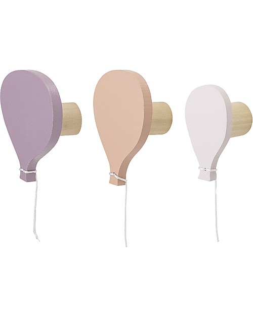 Bloomingville Set di Tre Ganci Appendiabiti, Palloncino Rosa - MDF Appendiabiti
