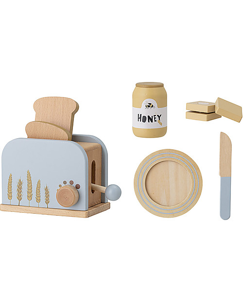 Bloomingville Set Gioco Colazione Adda - Blu - Legno di Faggio - 7 Pezzi Cucine Giocattolo