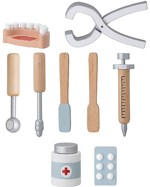 Bloomingville Set Gioco in Legno Dentista - 9 accessori! Far finta di