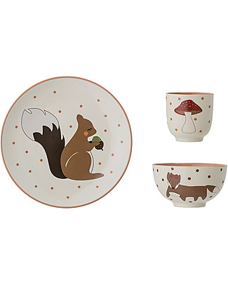 Bloomingville Set Pappa Foresta - Comprende Piatto + Scodella + Bicchiere Set Pappa