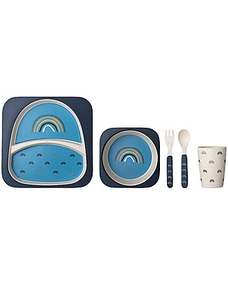 Bloomingville Set Pappa Henry, Blu Arcobaleno - Bambù Set Pappa
