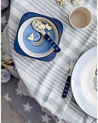Bloomingville Set Pappa Henry, Blu Arcobaleno - Bambù Set Pappa