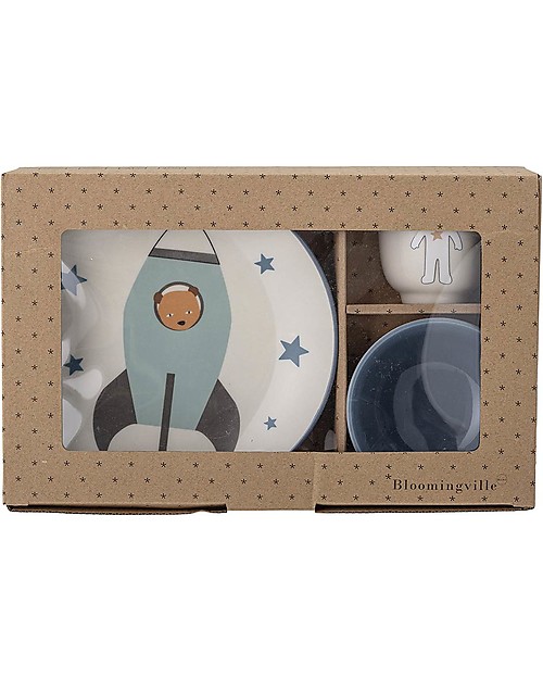 Bloomingville Set Pappa Spazio - Comprende Piatto + Scodella + Bicchiere Set Pappa
