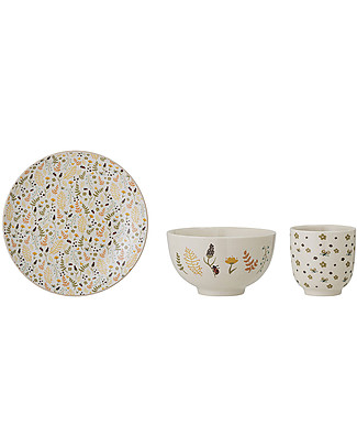 Bloomingville Set Stoviglie Piatto Tazza e Ciotola - Nature - Ceramica Gres - 3 Pezzi Tazze e Bicchieri