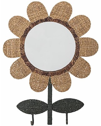 Bloomingville Specchio Nabiya - Margherita - Naturale - Realizzato in Erba Bankuan Decorazioni da Parete