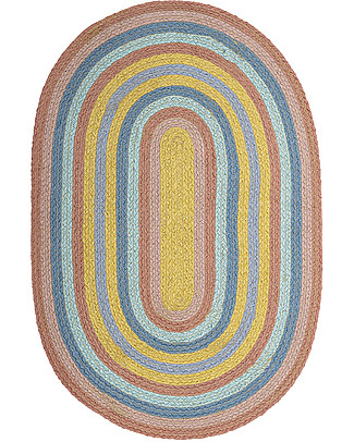 Bloomingville Tappeto Ovale Multicolor, Juta Eco-Friendly - 75x50 cm Tappeti Arredo