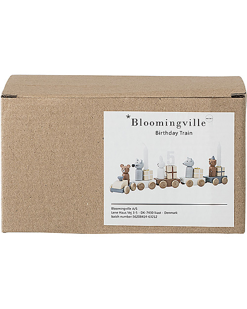 Bloomingville Trenino per il Compleanno, 5 Vagoni di Regali - MDF Macchine e Trenini  in Legno