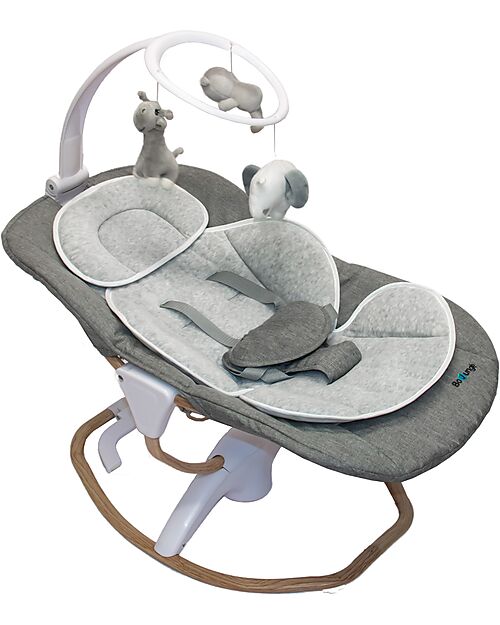 Bo Jungle 2 in 1 Sdraietta e Dondolo - Pure White - Con Giochi e Melodie Sdraiette_