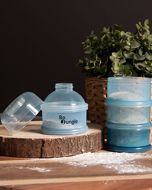 Bo Jungle Contenitore per Latte in Polvere o Snack Impilabili - Classy Blue - Con 4 Scomparti Ermetici Contenitori per Alimenti